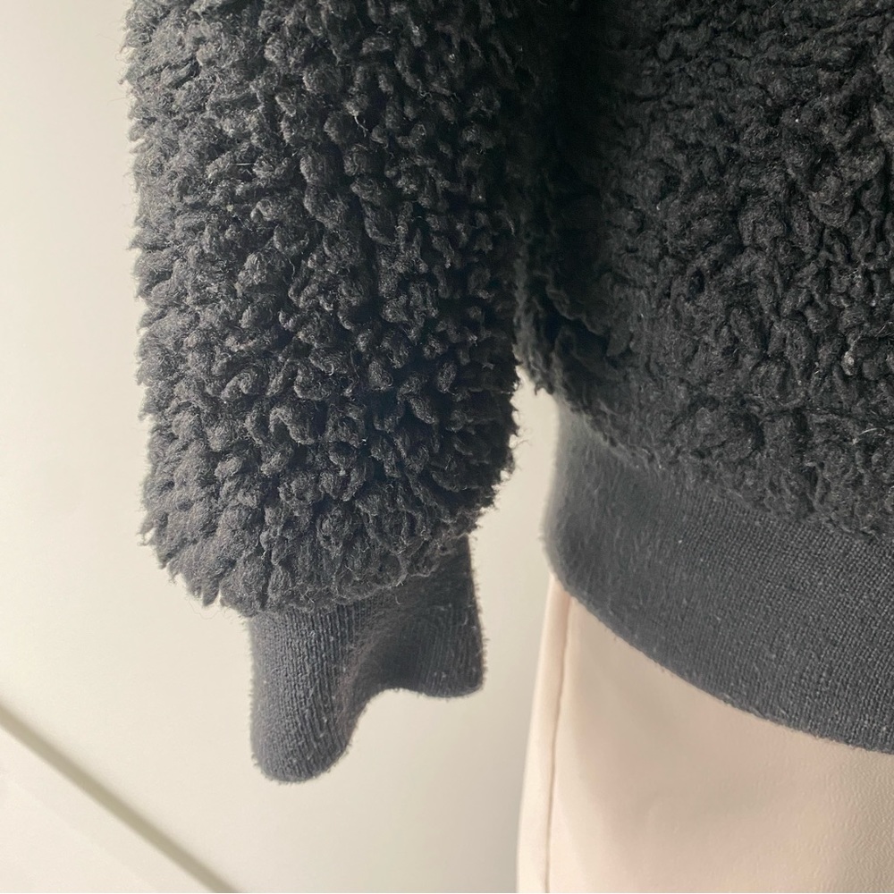 Aritzia Wilfred Free Teddy Sherpa Jacket Black XS | Cozy Zip Up Fleece Oversized - Picture 11 of 15
